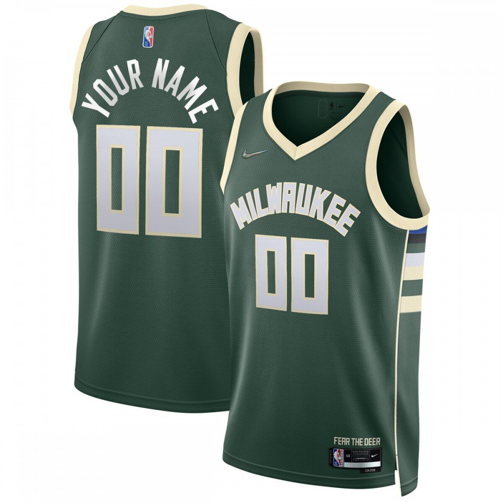Milwaukee Bucks 2021/22 Diamond Swingman Custom Jersey - Icon Edition - Hunter Green-Pro Kit Vault | Brand New 26/27 Sports Jerseys